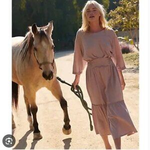 Free People Beach Garcia Midi Dress Low Scoop Back Pink Size Small Mauve…